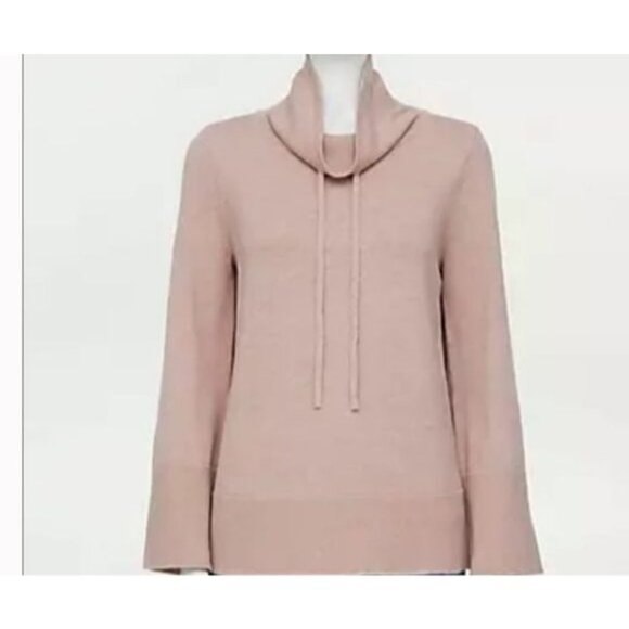 Loft Outlet Womens Cowl Neck Sweater Large 100% Cotton Beige Machine Washable Fa - Picture 4 of 11